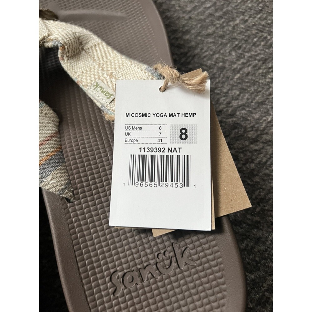 Sanuk Mens 8 Flip Flop Cosmic Yoga Mat Hemp Natural Brown Sandals 1139392 NWT - Picture 6 of 6